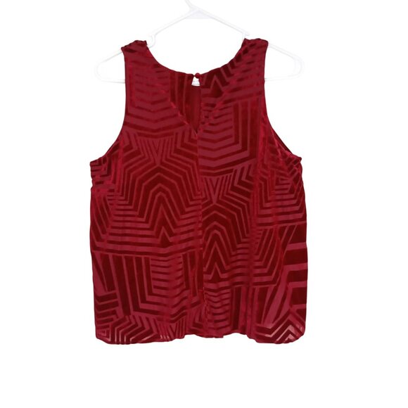 Anthropologie Sunday In Brooklyn Top Red Velvet Geometric Pattern Size S Women - Picture 3 of 8